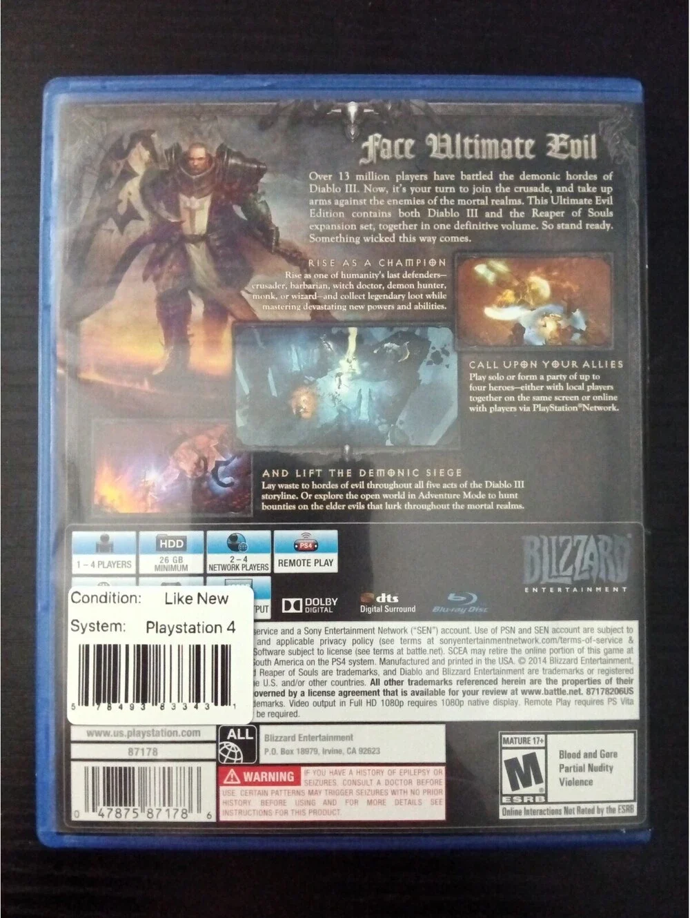 Diablo III: Ultimate Evil Edition (Playstation 4, 2014)